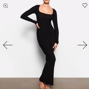 SKIMS Black Long Sleeve Dress with Elegant Silhouette